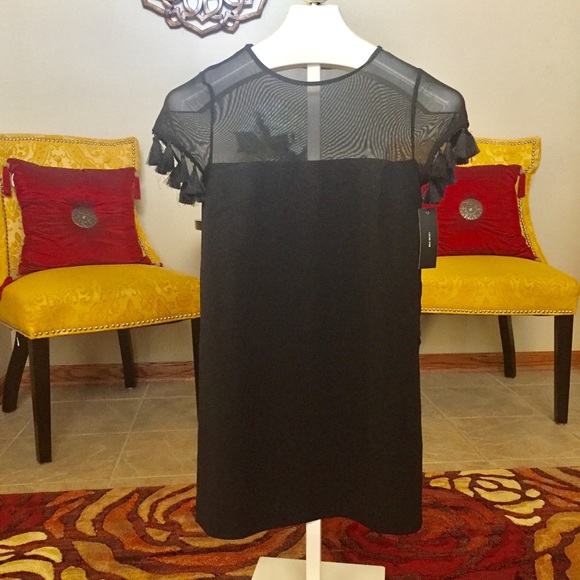 Lulu’s Iced Latte Black Shift Dress with Tassels - Picture 3 of 9